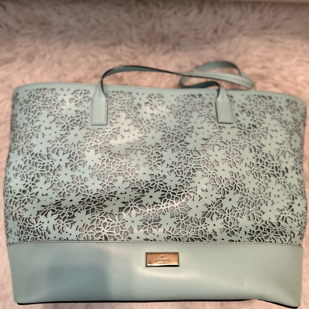 Soft Blue Kate Spade Floral / Laced tote